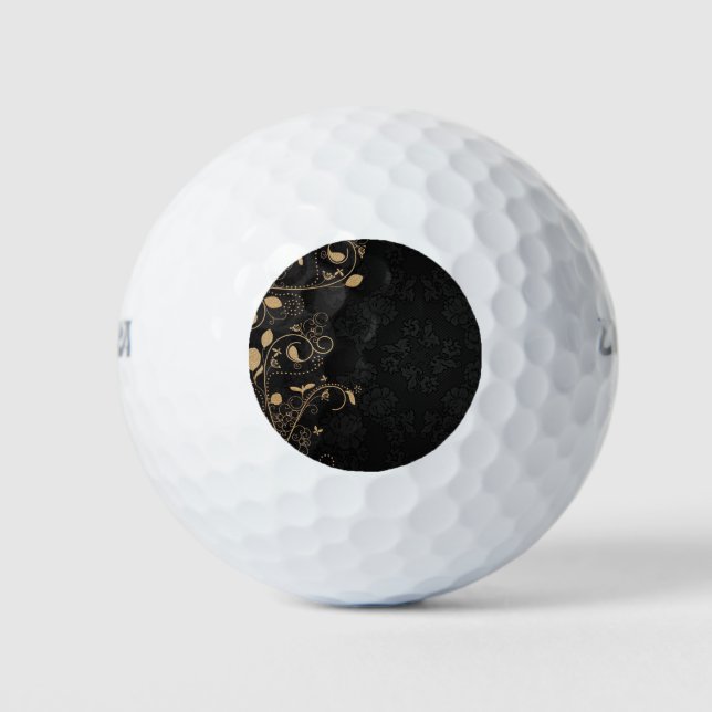 Schwarz-Gold-Dekorationsmuster Golfball (Vorderseite)