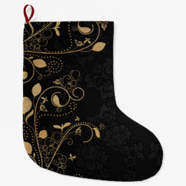 Schwarz-Gold-Dekorationsmuster Großer Weihnachtsstrumpf