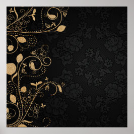 Schwarz-Gold-Dekorationsmuster Poster
