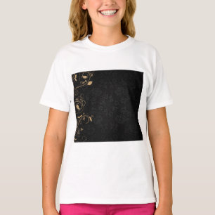 Schwarz-Gold-Dekorationsmuster T-Shirt