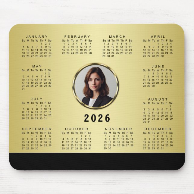 Schwarz-Gold-Design, Logo oder Foto im goldenen Kr Mousepad (Vorne)