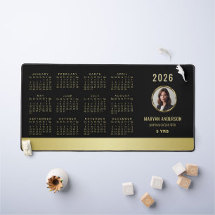 Schwarz-Gold-Design, Logo oder Foto im goldenen Kr Schreibtischunterlage