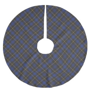 Schwarz-Gold-Diagonal-kariertes Muster im Bauernho Polyester Weihnachtsbaumdecke