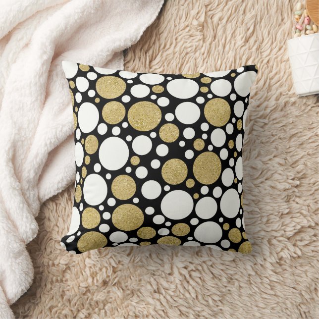 Schwarz-Gold-Dot-Muster Kissen (Decke)