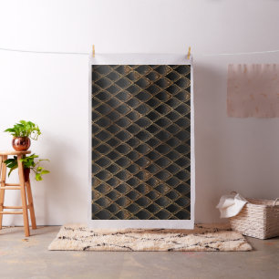 Schwarz-Gold-Drachen-Skala Stoff