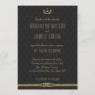 Schwarz-Gold-Einladungen für Schönheits-Hochzeiten Einladung