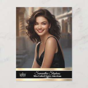 Schwarz & Gold Einseitige Pageant Promo Postkarte
