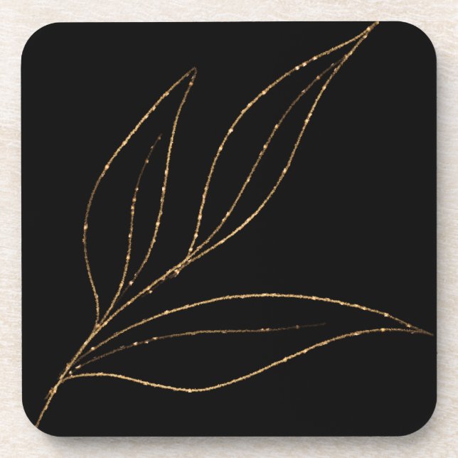 Schwarz-Gold-Elegant Getränkeuntersetzer (Vorderseite)