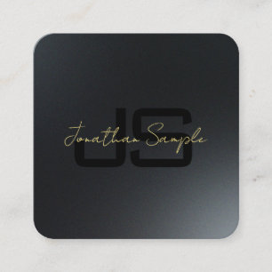 Schwarz & Gold-Elegant-Monogramm Erstmaliges Beruf Quadratische Visitenkarte