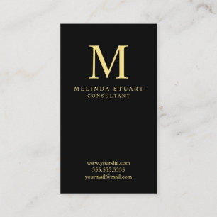 Schwarz-Gold-Elegant-Monogramm Visitenkarte