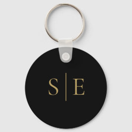 Schwarz-Gold-elegante Monogramm Minimalistisch Schlüsselanhänger