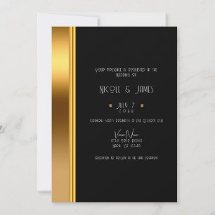 Schwarz & Gold Elegante Royal Glam Hochzeit Einladung