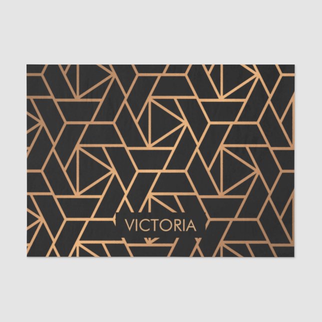 Schwarz-Gold-elegantes Muster Seidenpapier (Vorderseite)