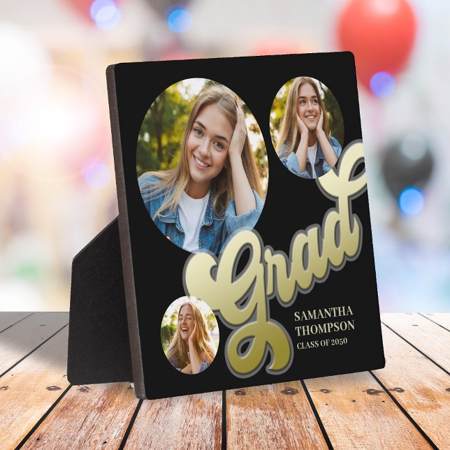 Schwarz-Gold-Foto-Party-Dekoration Fotoplatte (Graduation gold and black tabletop sign )