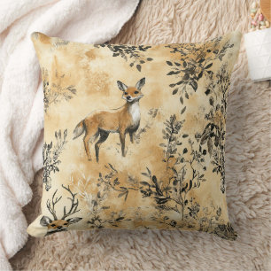 Schwarz-Gold-Fuchs Botanischer viktorianischer Sti Kissen