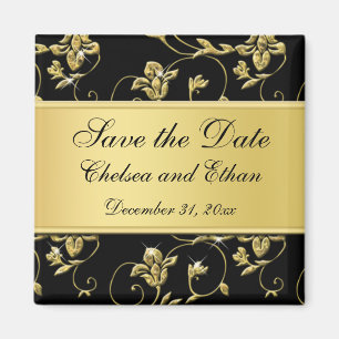 Schwarz-Gold-Gastgeschenk Hochzeit Magnet