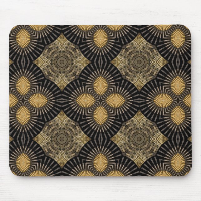 Schwarz-Gold-Geometrie Mousepad (Vorne)