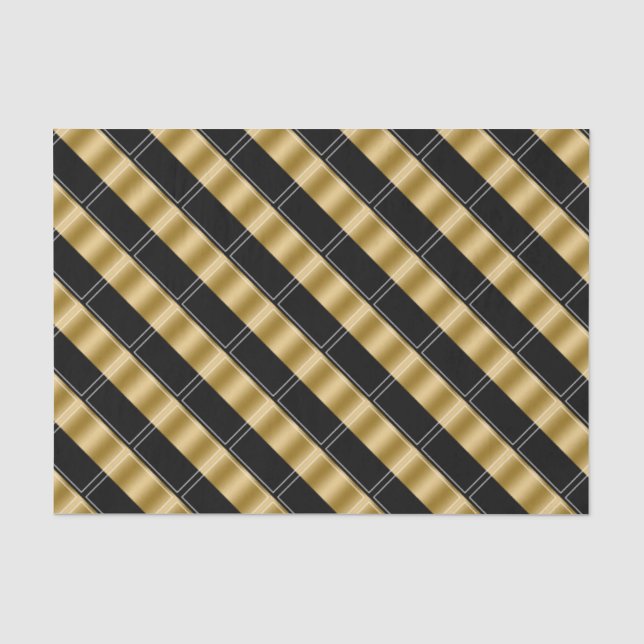 Schwarz-Gold-Geometrie Seidenpapier (Vorderseite)