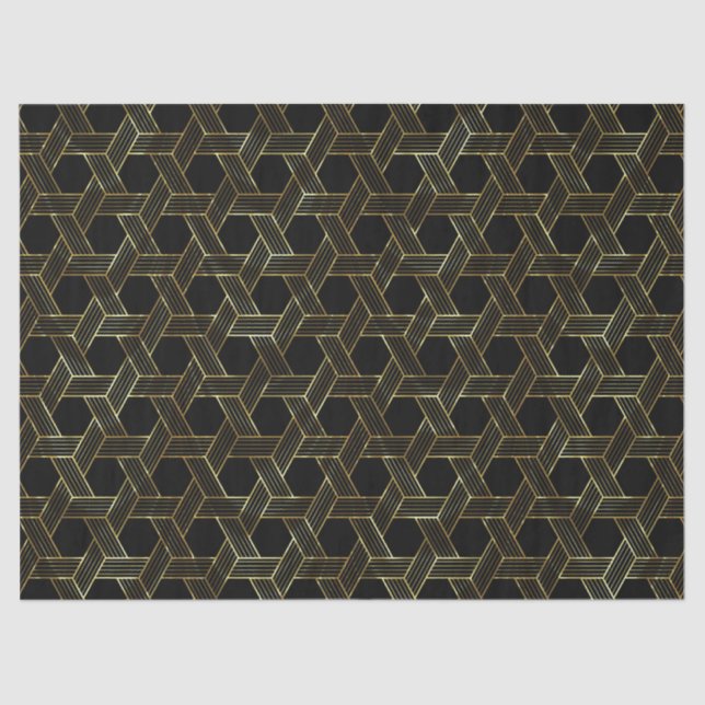 Schwarz-Gold-Geometrie Seidenpapier (Vorderseite)