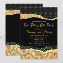Schwarz-Gold-Glam-Tränen Silvester-Party