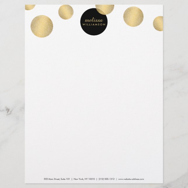 Schwarz-Gold-Glamour und Schönheitsbriefe Briefkopf (Vorderseite)