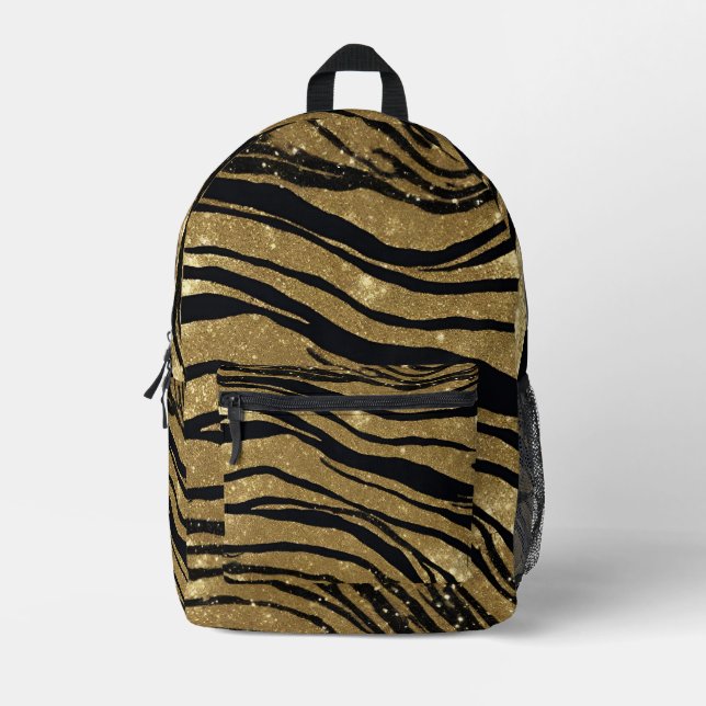 Schwarz-Gold-Glitzer Bedruckter Rucksack (Vorderseite)