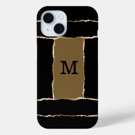 Schwarz-Gold-Glitzer-Funkelmuster-Monogramm Case-Mate iPhone Hülle