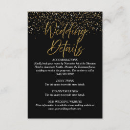 Schwarz-Gold-Glitzer-Hochzeitskarte Begleitkarte