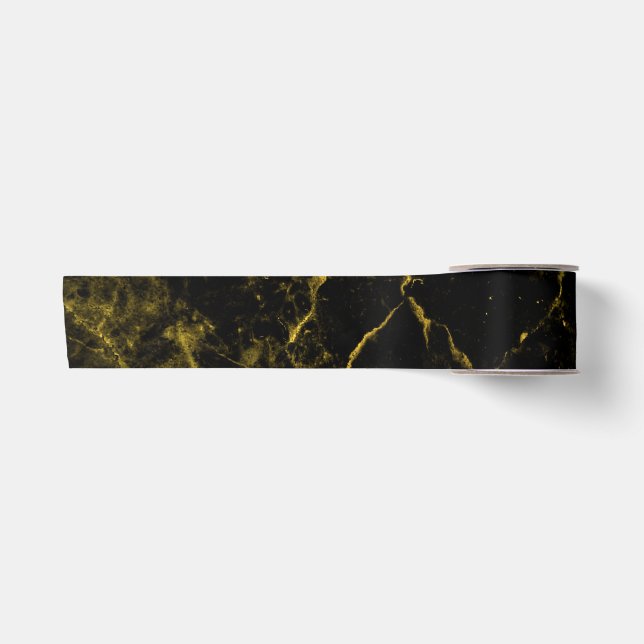 Schwarz-Gold-Glitzer-Marmor  Satinband (Vorderseite)