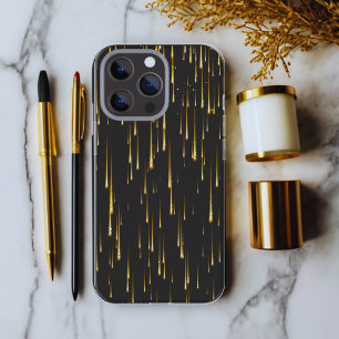Schwarz-Gold-Glitzer-Tropfen Einzigartiger Fall Case-Mate iPhone 14 Hülle