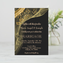 Schwarz & Gold Glitzer und Smokey Swirl Einladung