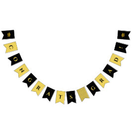 Schwarz-Gold-Glückwunsch-Graduate-Abschluss Wimpelkette