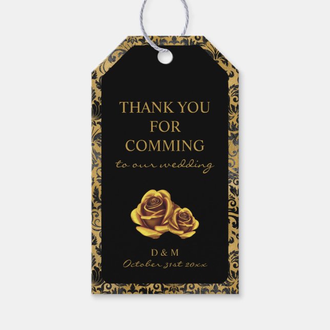 Schwarz-Gold-Goth-Muster Geschenkanhänger (Vorderseite)