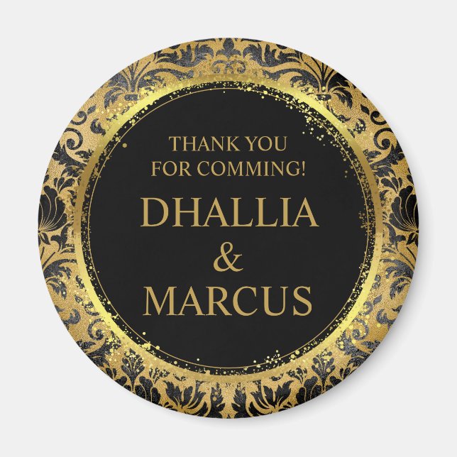 Schwarz-Gold-Goth-Muster Magnet (Vorne)