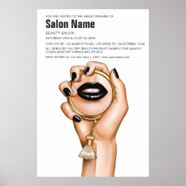 Schwarz-Gold Gothic Beauty Salon Eröffnung Poster