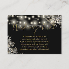 Schwarz-Gold-Gothic-Rose Lights Wunschhochzeit Begleitkarte