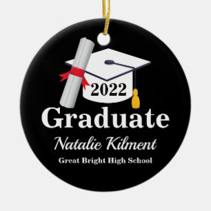 Schwarz-Gold-Graduation-Cap-Klasse des Fotos 2022 Keramik Ornament