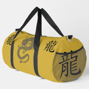 Schwarz, Gold, Grau, Jahr des Drachen Chinesisch Z Duffle Bag
