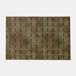 Schwarz-Gold-Griechisches Schlüsselmuster Fußmatte