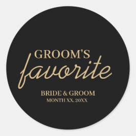 Schwarz-Gold-Groom's Lieblings-Snack-Hochzeit Runder Aufkleber