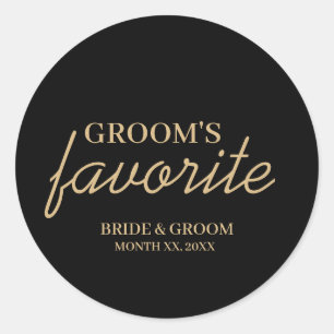 Schwarz-Gold-Groom's Lieblings-Snack-Hochzeit Runder Aufkleber