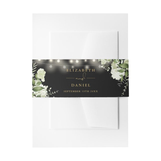 Schwarz-Gold-Grüne-Lichter Hochzeit Einladungsbanderole (Vorderseite Beispiel)