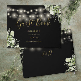 Schwarz-Gold-Grüne-Lichter Hochzeit Gästebuch