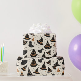 Schwarz-Gold-Hexe-Hasenstars-Creme Halloween Geschenkpapier