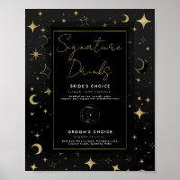 Schwarz & Gold Himmel Mond Sterne Signature-Drinks