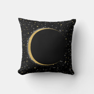 Schwarz & Gold Himmelsmond Magie Lunare Sterne Kissen