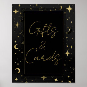 Schwarz & Gold Himmelsmond Sterne Hochzeit Poster