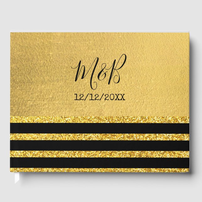 Schwarz-Gold-Hochzeit Gästebuch (Vorderseite)