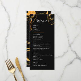 Schwarz-Gold-Hochzeit Menükarte