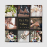 Schwarz-Gold-Hochzeitsfotocollage Magnet<br><div class="desc">Personalisieren Sie mit Ihren acht Lieblings-Hochzeit-Fotos,  Namen und besonderen Datum,  um eine einzigartige Foto-Collage,  Erinnerung und Geschenk zu schaffen. Ein schöner Schatz! Entwickelt von Thisisnotme©</div>